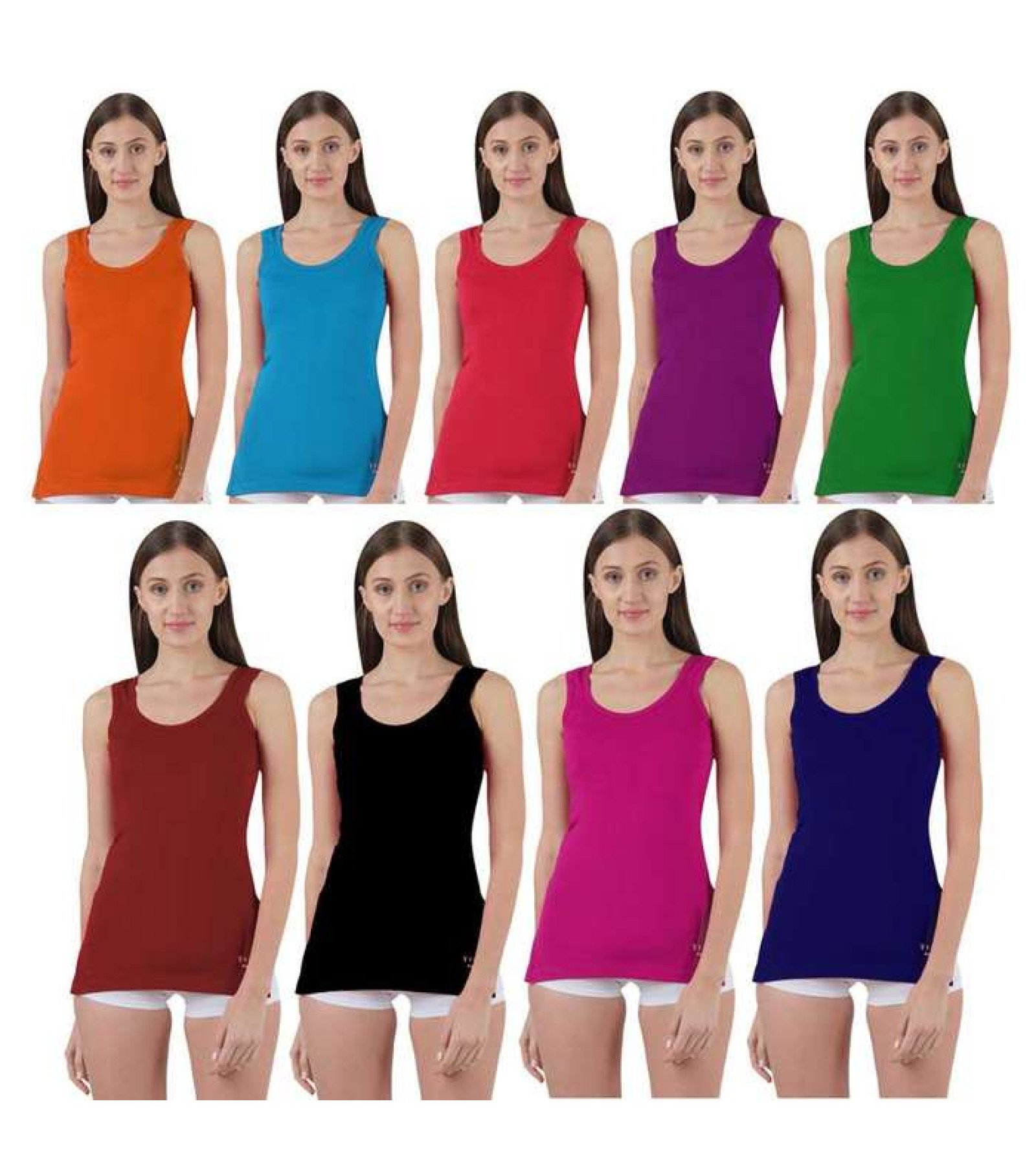 Vink Multicolor Womens Camisole Slip 9 Pack Combo